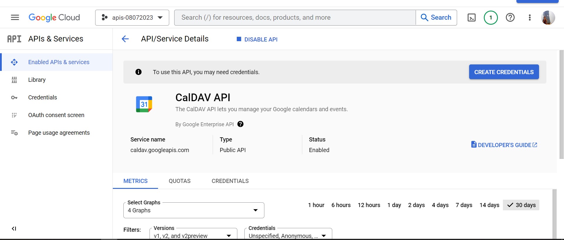 enabled CalDav API