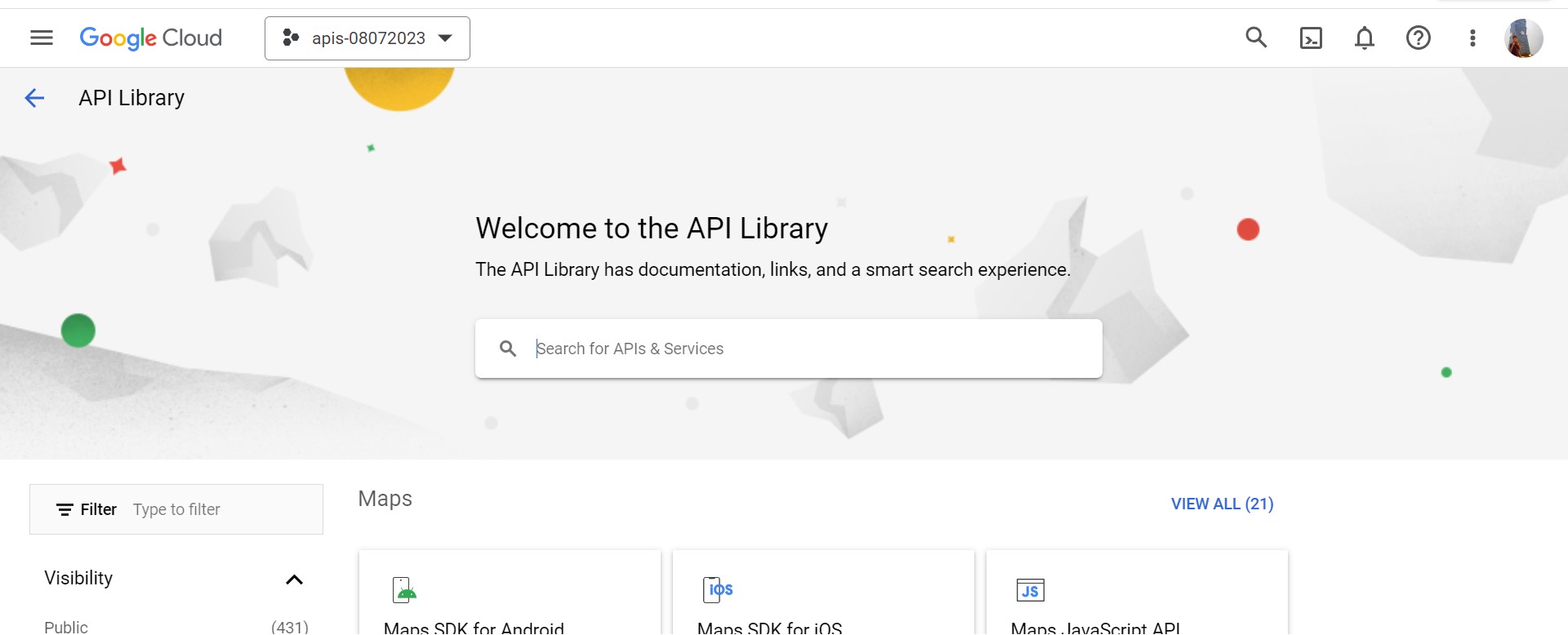 API library homepage